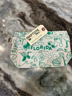 BNWT Maptote organic cotton Cream Canvas  Pouch with Florida Print